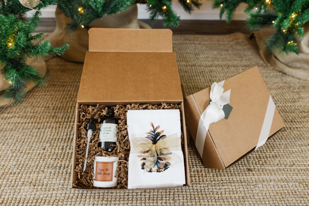 Holiday kids gift box curated with Pelican Place & Company products.
